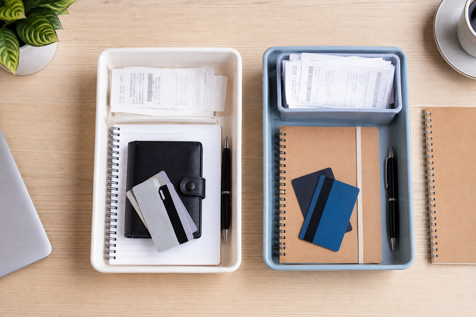 Microempreendedor classificando entradas, despesas e documentos do negócio