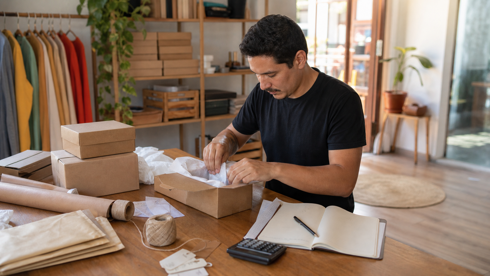 Empreendedor organizando pedidos e controle financeiro