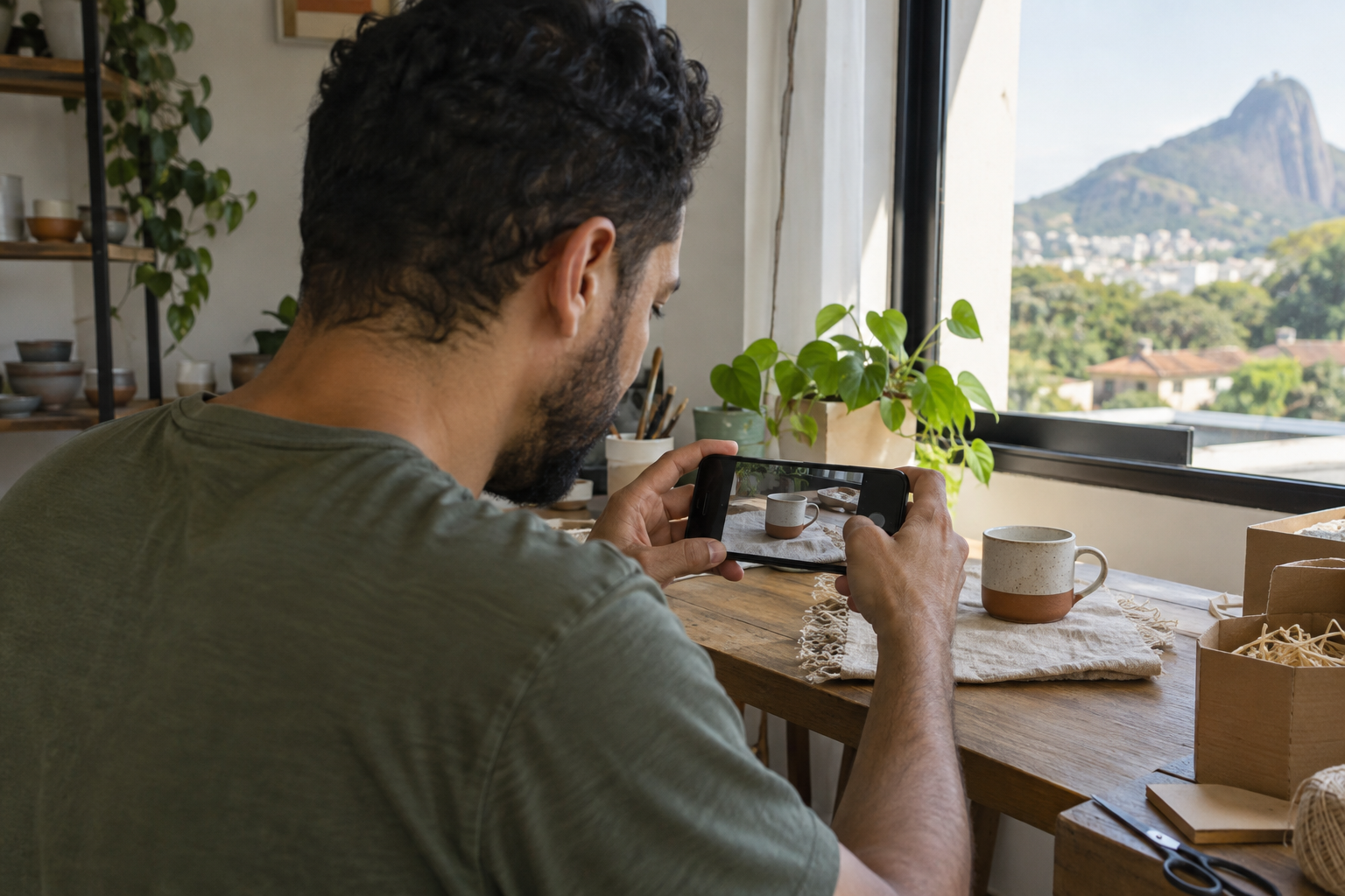 Pessoa fotografando produto para venda online