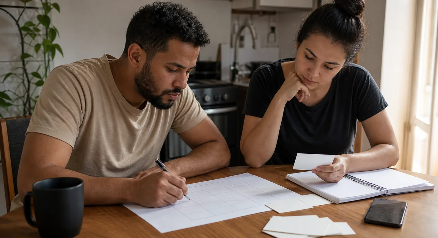 Casal definindo objetivo e prazo antes de investir