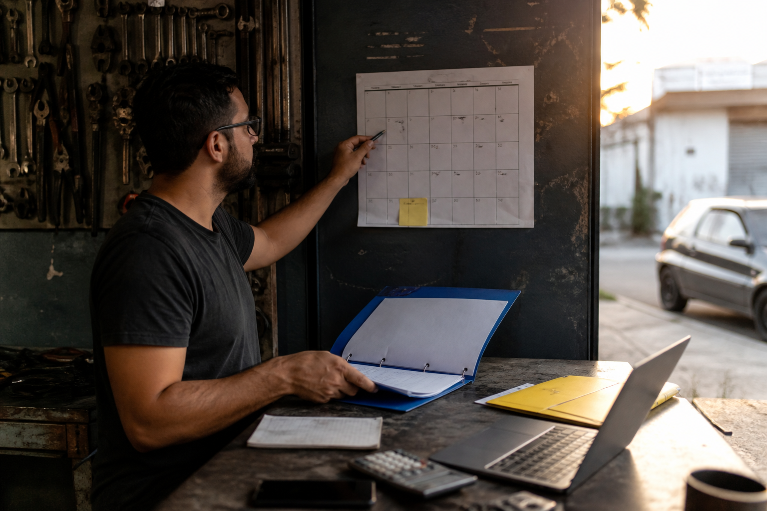 Microempreendedor revisando metas e separando despesas pessoais e do negócio