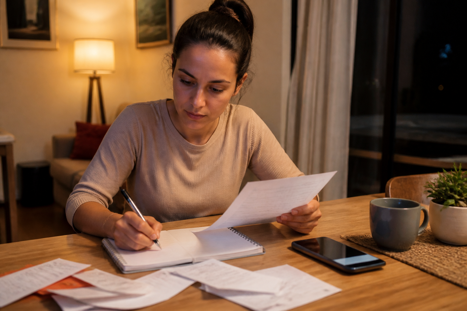 Pessoa ajustando o orçamento após receber uma conta diferente do previsto