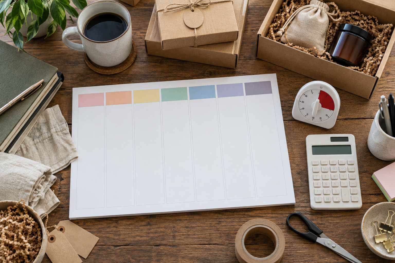 Agenda semanal usada para planejar uma atividade de renda extra